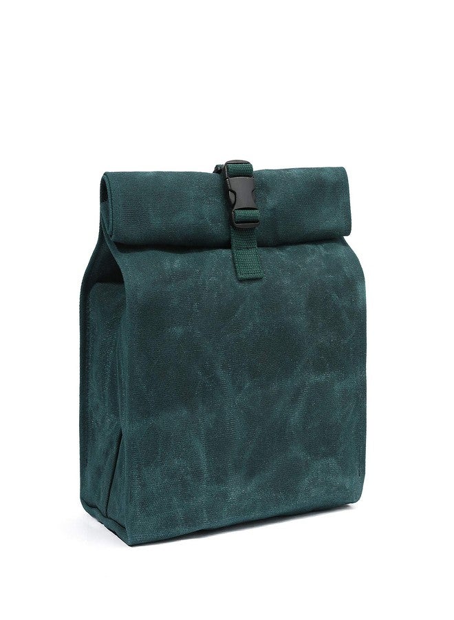 Denifiter Heavy Duty Waxed Canvas Lunch Bag, Soft Fabric, Waterproof, Eco-friendly And Quick Release Buckle (Dark Green) - Image 1